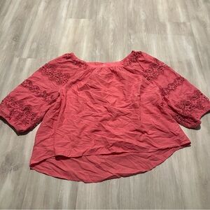 Sundance Pink Lace 3/4 Sleeves Top Sz L NWT